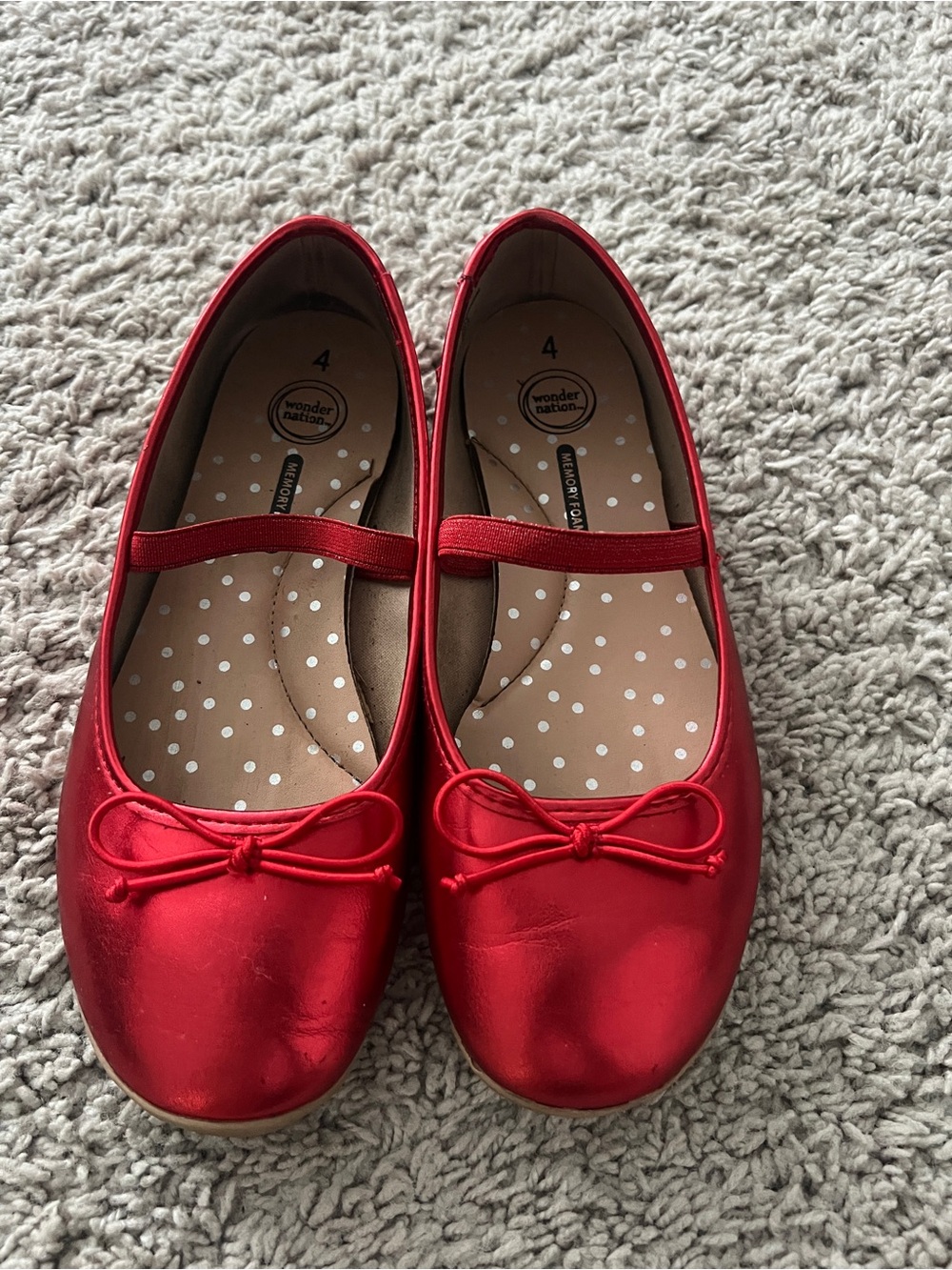wonder nation Red Girls' Mary Jane Ballet Flats with Bow